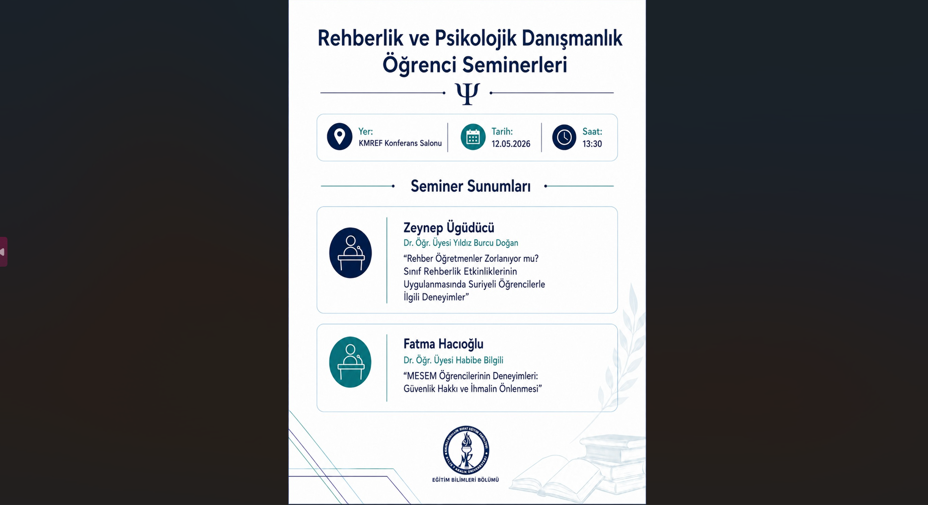 Rehberlik ve Psikolojik Danışmanlık Öğrenci Seminerleri